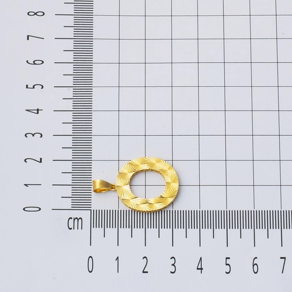 14 Ayar Altın İşlemeli O Harfi Kolye Ucu - Resim 3