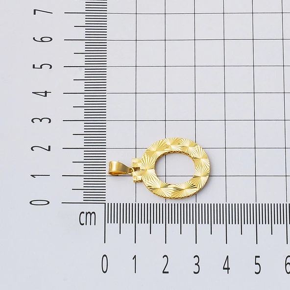 14 Ayar Altın 3 Boyutlu İşlemeli Ö Harfi Kolye - Resim 3