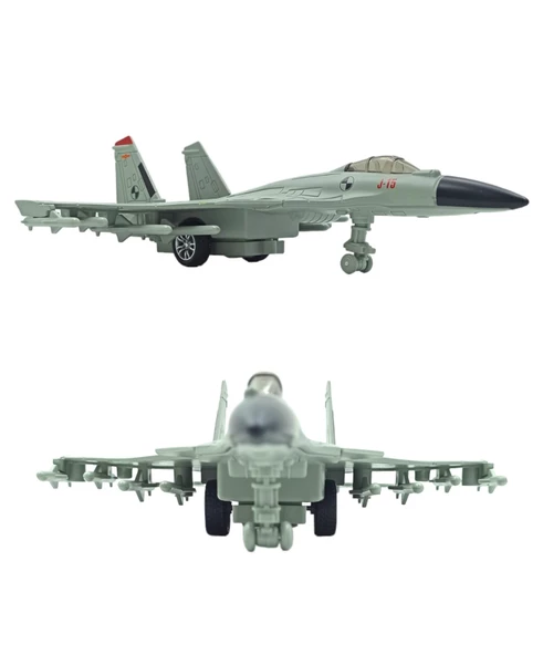 Oyuncak Savaş Uçağı Sesli Işıklı Metal Savaş Uçağı Gri 23cm. - 3