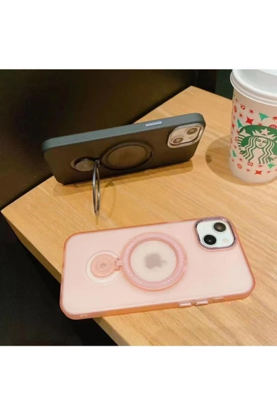 İphone 13 Pro Max Stantlı Buzlu Sert Magsafe Kapak - Resim 10