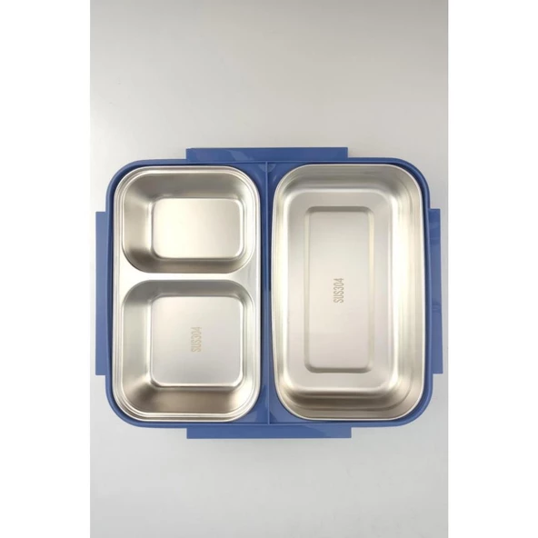 Digithome Bölmeli Çelik Hazneli Yemek Taşıma ve Saklama Kabı İş Ofis Okul İçin 25 Cm Mavi - YK1392 C320.025 - 8