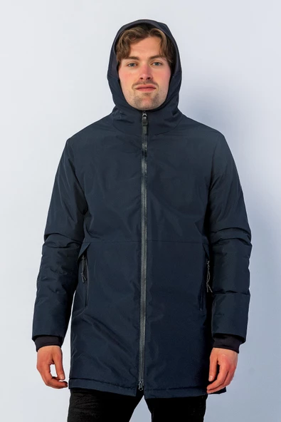 Erkek Regular Fit Kapüşonlu Fermuarlı Çok Cepli Kışlık Klasik Mont - 12