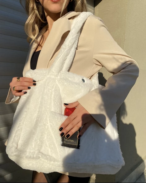 LuLuYen Peluş Çanta 2025 Sonbahar Kış Sezonu Yeni Moda Çok Şık Trend Yumuşacık Omuz Çantası - 6