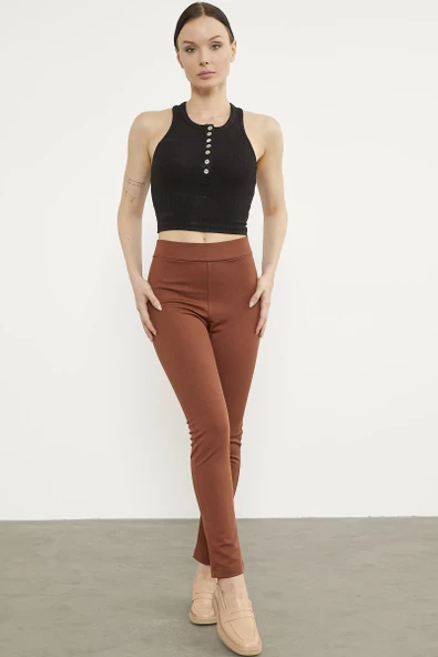 Süs Cepli Aksesuar Detaylı Tayt - Kiremit - Resim 2