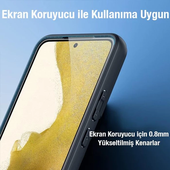 Polham Samsung Galaxy S22 Ultra Uyumlu Premium Buzlu Sert Kamera Koruyuculu Kılıf, Parmaz İzi Kalmaz - 4