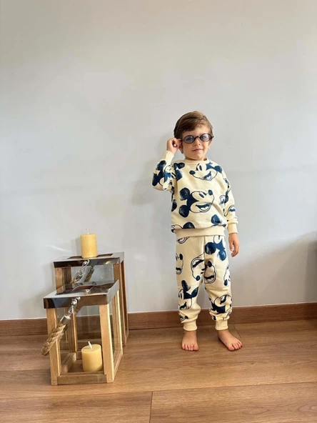 ERKEK ÇOCUK MİCKEY BİSİKLET YAKA PAMUK EŞOFMAN TAKIMI - 3