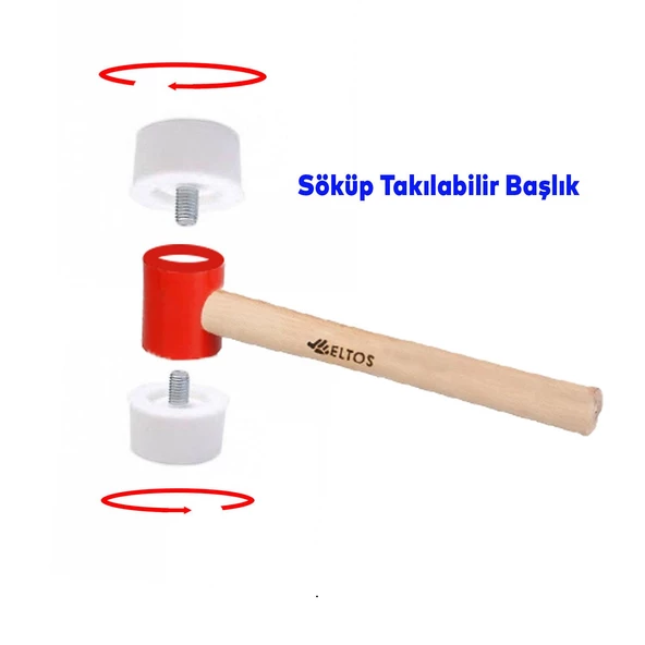 Eltos Vidalı Ahşap Saplı Tokmak Çekiç Seramik Fayans Karo Döşeme Tadilat 26 cm - 3