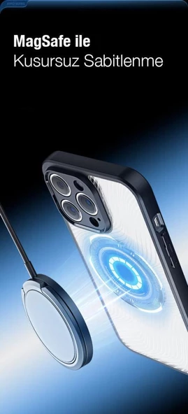 Polham iPhone 13 Pro Uyumlu Premium Buzlu Sert Kamera Koruyuculu Kılıf, Magsafe Uyumlu Kılıf - 5