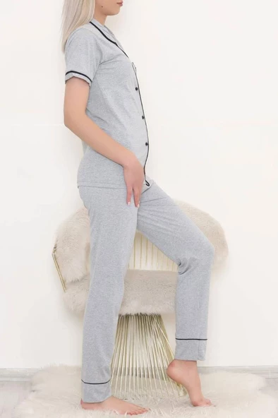 Önü Cepli Pijama Takımı Gri - 11404.1048. - 6