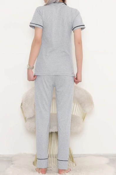 Önü Cepli Pijama Takımı Gri - 11404.1048. - 7
