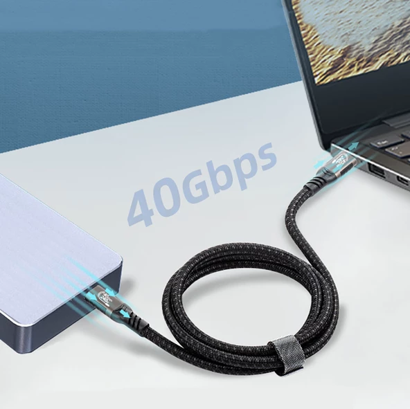 QG01 Type-C to Type-C USB4 PD Data Kablosu 240W 40Gbps 8K@60Hz 1.2 Metre - 11