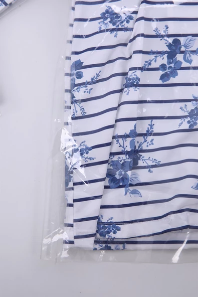 Babyhola Kız Çocuk Şeffaf Kapüşonlu Yağmurluk Mavi Çiçek Desen 5462 - 2