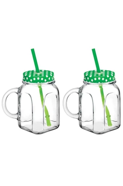 Pipetli Cam Bardak Kavanoz 450cc 80388 - 2