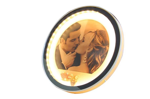 Ayna Led li Çerçeve Led Işıklı Yuvarlak Fotoğraf Çerçevesi