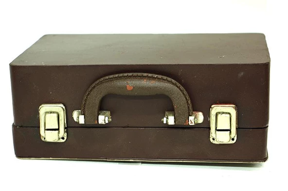 Dekoratif Metal Televizyon Bavul Vintage Biblo Hediyelik - 4