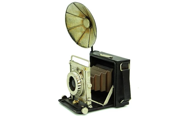 Dekoratif Metal Fotoğraf Makinesi Biblo Vintage Hediyelik - 3