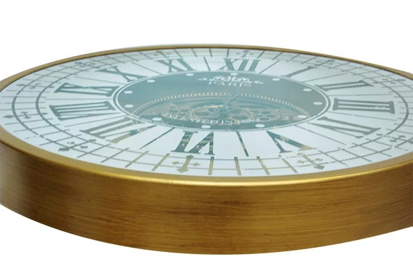 Yuvarlak Roma Rakamlı Goldoksit Çarklı Metal Duvar Saati - 4