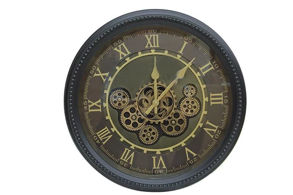 Yuvarlak Roma Rakamlı Spintime Yeşiloksit Çarklı Metal Duvar Saat - 4