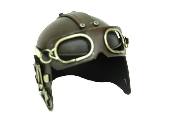 Dekoratif Metal Pilot Kaskı Biblo Vintage Dekoratif Hediyelik - 2