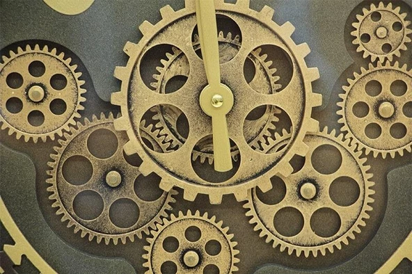 Yuvarlak Spintime Yeşiloksit Çarklı Metal Duvar Saati Hediyelik - 4