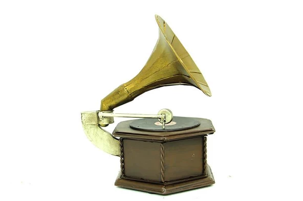 Dekoratif Metal Gramofon Kutu Obje Vintage Hediyelik - 2
