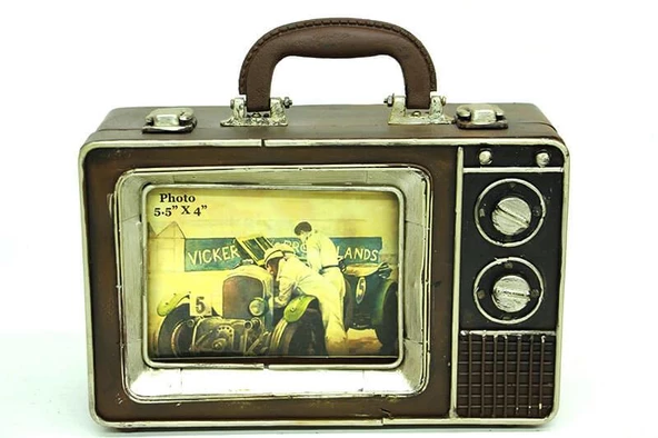 Dekoratif Metal Çerçeve Televizyon Temalı Vintage Hediyelik - 2