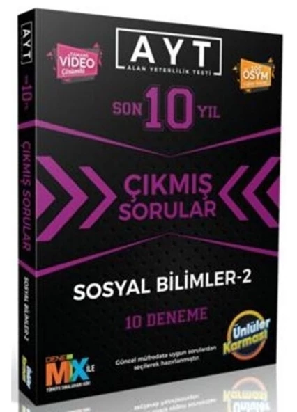 Ünlüler Karması AYT Sosyal Bilimler-2 Çıkmış Sorular Tıpkı Basım 10 Deneme