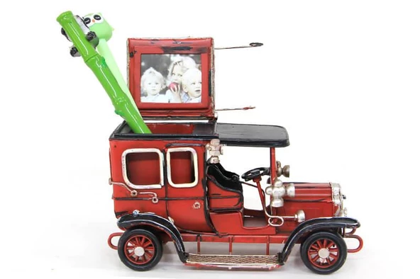 Dekoratif Metal Araba Kalemlik Çerçeveli Okul Gereci Hediyelik - Resim 3