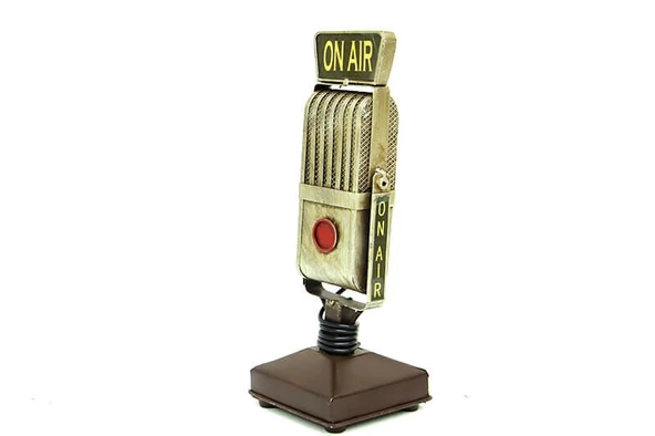 Dekoratif Metal Mikrofon Obje Biblo Vintage Hediyelik - 2