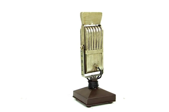 Dekoratif Metal Mikrofon Obje Biblo Vintage Hediyelik - 3
