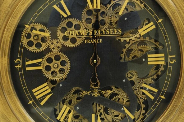 Saat Çarklı Kare Roma Rakamlı Duvar Saati Dekoratif Hediyelik - 2