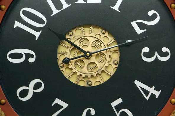 Saat Çarklı Askılı Duvar Saati Dekoratif Ev Ofis Hediyelik - 3