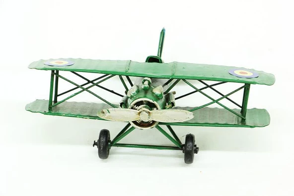 Dekoratif Metal Uçak Çift Kanatlı Dekoratif Biblo Hediyelik - Resim 4