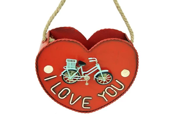 Dekoratif Metal Saksı Kalp Modeli Dekoratif Vintage Hediyelik - 3