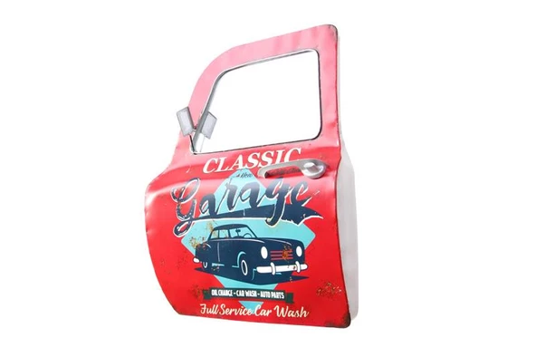 Dekoratif Classic Garage Temalı Kırmızı Araba Kapısı Ayna - 2