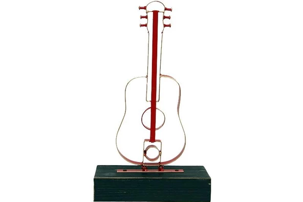 Obje Gitar Ahşap Standlı Biblo Dekoratif Ev Ofis Hediyelik