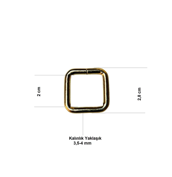 2 cm Kare Metal Halka, Çanta Sapı İçin Kare Halka 5 Adet - 3