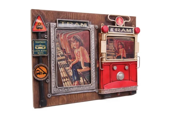 Dekoratif Metal Çerçeve Tramvay Dekorlu Vintage Hediyelik - 2
