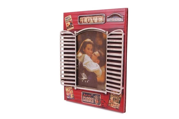 Dekoratif Metal Çerçeve Panjur Temalı Vintage Hediyelik - 3