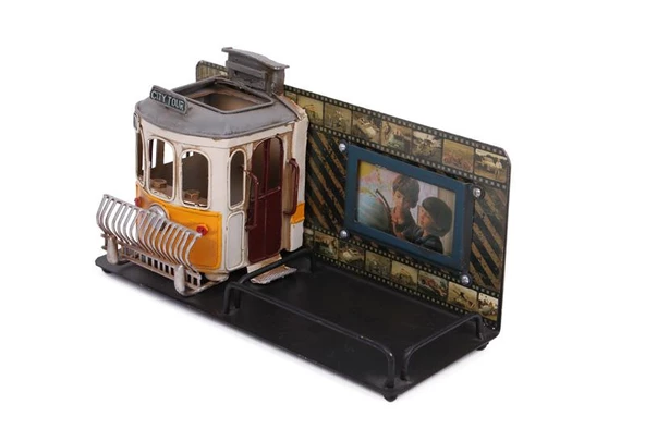 Dekoratif Metal Kalemlik Çerçeveli Tramvay Temalı Hediyelik - 2