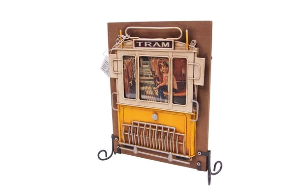Dekoratif Metal Çerçeve Tramvay Dekorlu Vintage Hediyelik - 5
