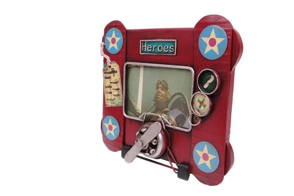 Dekoratif Metal Çerçeve Uçak Temalı Vintage Hediyelik - 3