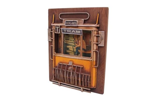 Dekoratif Metal Çerçeve Tramvay Dekorlu Vintage Hediyelik - 3