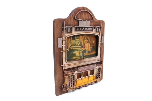 Dekoratif Metal Çerçeve Tramvay Dekorlu Vintage Hediyelik - 2