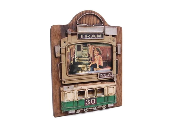 Dekoratif Metal Çerçeve Tramvay Dekorlu Vintage Hediyelik - 2