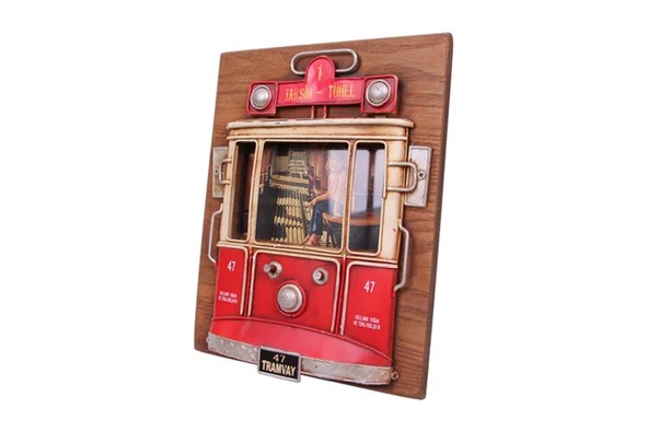 Dekoratif Metal Çerçeve Tramvay Dekorlu Vintage Ev Ofis Hediyelik - 2