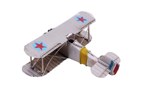 Metal Uçak Çift Kanatlı Biblo Dekoratif Hediyelik - Resim 2