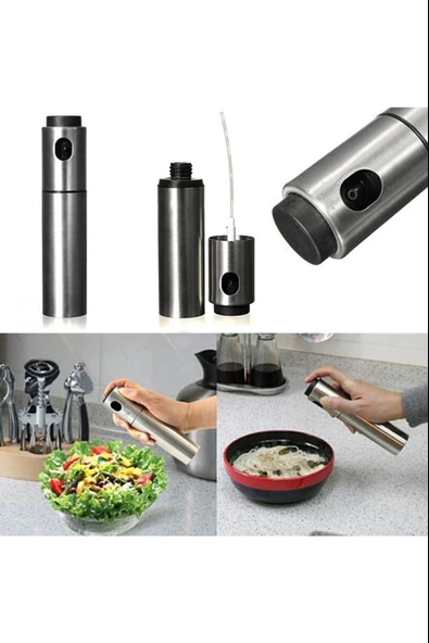 Paslanmaz Çelik Gövdeli Sprey Yağlık Zeytinyağ Sirke Püskürtücü - 4