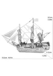 DIY 3D METAL PUZZLE SİYAH İNCİ KORSAN GEMİSİ MAKET GEMİ 10,2CMX3,12CMX8,3CM 38 PARÇA - 4