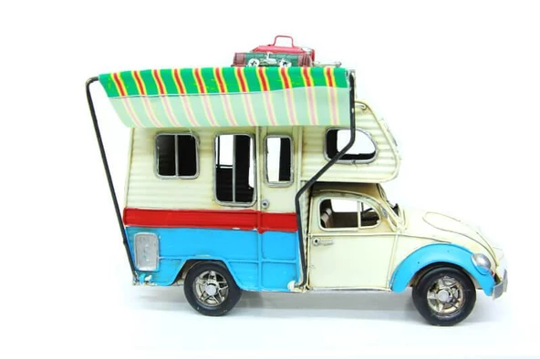 Dekoratif Metal Karavan Çerçeveli ,Kumbaralı Tenteli Biblo - 2